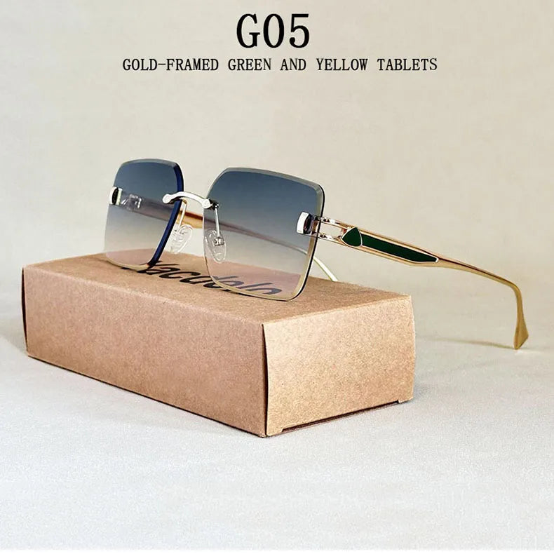 2025 Rimless Sunglasses Women Trendy Vintage Square Fashion Glasses Sunscreen Lentes De Sol Mujer Lunette Soleil Femme Zonnebril
