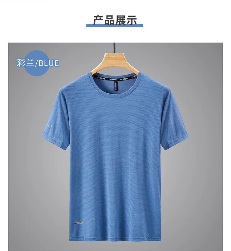 89% Nylon Quick Dry Sport T Shirt Men'S 2025 Short Sleeves Summer Casual OverSize 6XL 7XL 8XL Top Tees GYM Tshirt Clothes