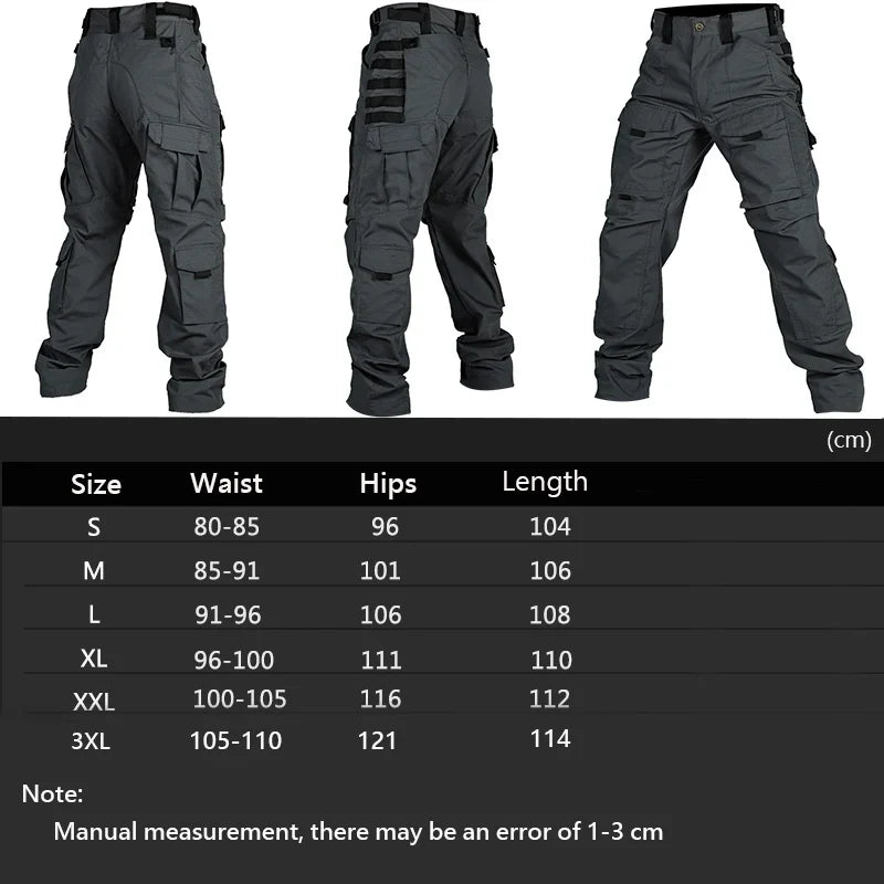 Men Military Tactics Pants Quick Dry Tactical Cargo Pants Wear-Resistant Multi-Pocket Men's Trousers Loose Combat Work Pant Male