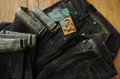 Mens Jeans Sanforized Selvedge Denim Jeans Limited EditionDouble-sided Dyeing 66 Fit 20 Oz