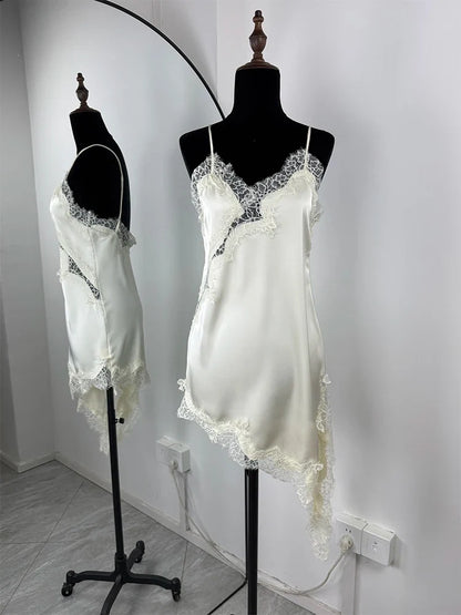 Trendix Black Lace Slip Dress Women exy Hollow Out Sleeveless Short Dresses Party Club Ruffle Loose Elegant Backless Mini Dress