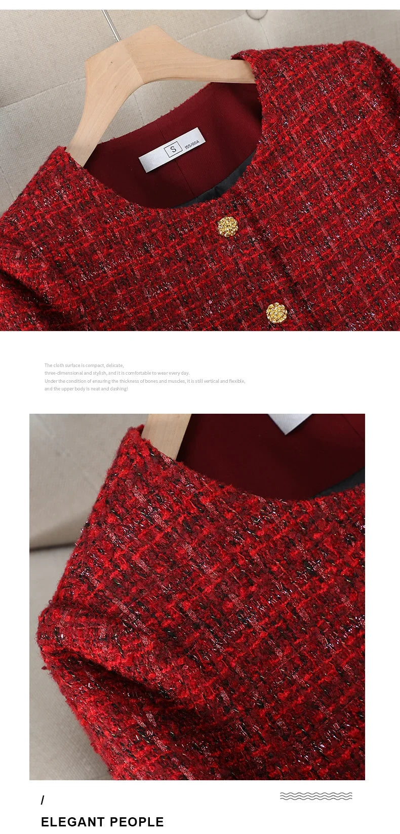 Women Elegant Solid Color Retro Blazer Jacket for Spring Autumn 2026 Long Sleeve Round Neck Single Breasted Short Coat with