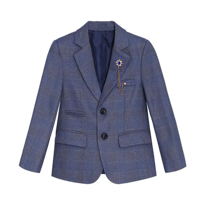 High Quality Boys Plaid Wedding Suits Kids Morning Coat Formal Dress Child Tuxedos Blazer Clothes Sets Toddler School Uniforms