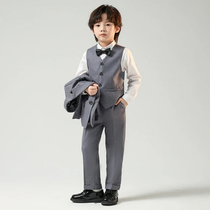 Plus Size Kids Tuxedo 4 Pieces,Formal Handsome Boys Suits Party Wear,Notched Lapel Children's Fashionable Suit Set