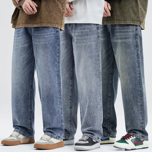 Y2k Vintage Baggy Jeans for Men Straight Fashion Streetwear Loose Denim Trousers Male Brand Clothing Oversize Wide Pants Korean