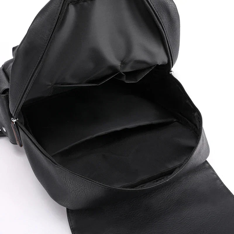 2023 Men Backpack PU Leather Bagpack Large Laptop Backpacks Male Mochilas Black Schoolbag For Teenagers Boys Brown Sac A Dos