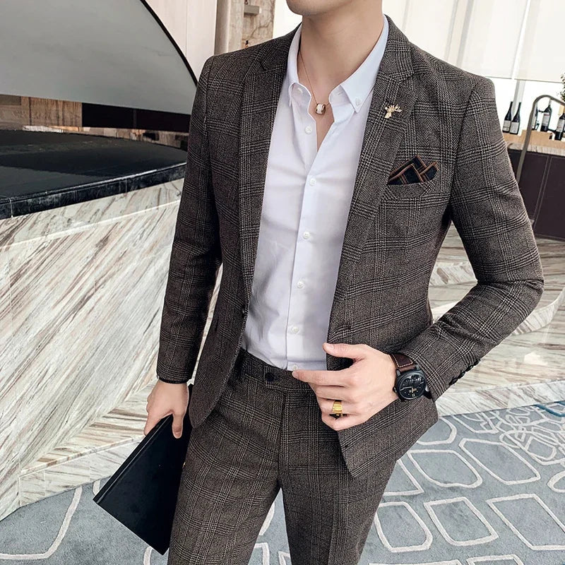 Blazer Plus Size 7XL Men's Blazer Fashion Business Italian Style Linen Leisure Wedding for Office Workers Assembling A Blazer