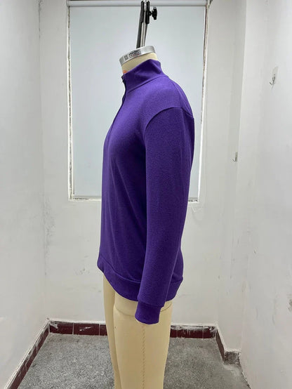 Men's Casual Sweater New V-neck Long Sleeve Pullover Outdoor Work Sweatshirts Autumn Lightweight Half Zipper Sweater Winter Top
