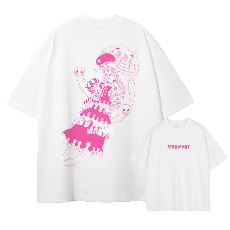 One Piece Straw Hat Pirates Unisex T-shirt 2026 Summer New Anime Double-sided Printed Casual Parent-child Short Sleeved Shirt
