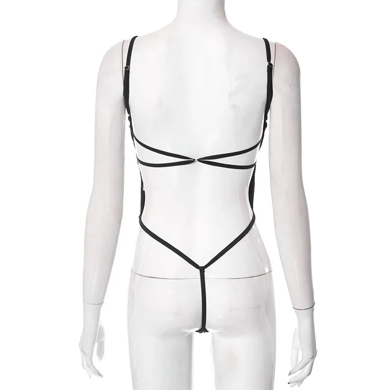 Black Slim Sexy Bodysuit Lingerie Backless Corset Top Patchwork Bodys Para Mujer De Vestir Summer Fashion Trends Women Clothing