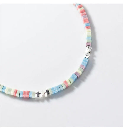 925 Sterling Silver Punk Colorful Square Chain Bracelet Rainbow Color Chain Link Platinum Plated For Women Fine Jewelry