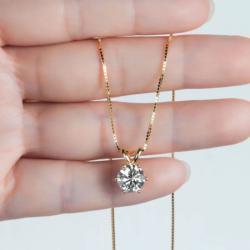 Certified 0.5-5ct Moissanite Pendant Necklaces S925 Sterling Silver Solitaire Necklace Chains For Women Jewellry Gifts