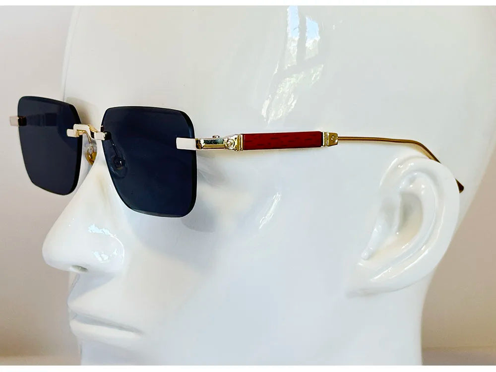 Rimless Sunglass Men Vintage 2025 Fashion Glasses Square Sunglasses Women Trendy And Fashionable Gafas De Sol Hombre Zonnebril