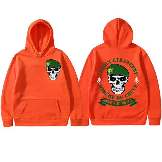 Foreign Legion Horror Skull Print Hoodie Man Harajuku Gothic Hooded Sweatshirts Fashion Trend Vintage Pullovers Men's Streetwear