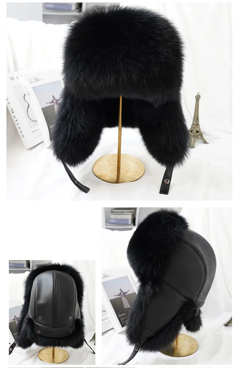 Winter Cap Man 100% Real Sliver Fox Fur Bomber Hat Men's Raccoon Fur Hat Ushanka Cap Trapper Russian Ski Caps Hats Real Fur Hat