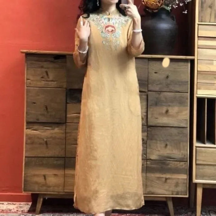 Embroidery Ethnic Style Fashion Clothes Vintage Cotton Linen Streetwear Harajuku Chinese Style Summer Dress for Women Clothing