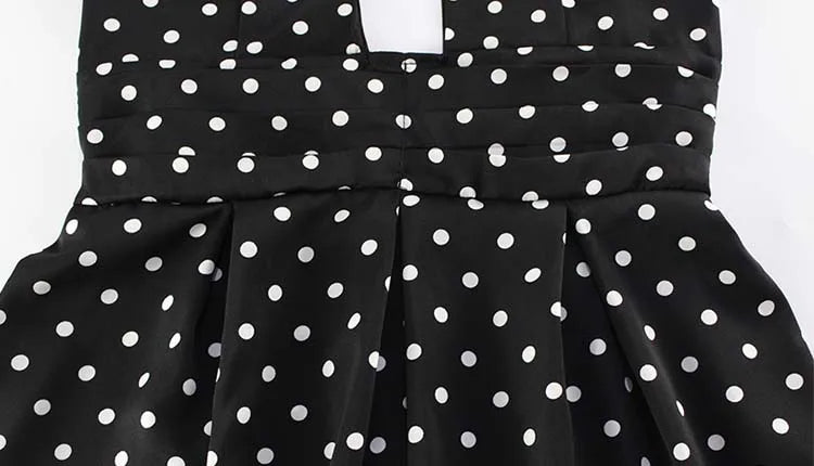 Hollow Out Backless Halter Lace-up Outfits Sheath Women Dresses A-Line Fashion Dot Prints Elegant Female Bodycon Sexy