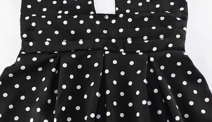 Hollow Out Backless Halter Lace-up Outfits Sheath Women Dresses A-Line Fashion Dot Prints Elegant Female Bodycon Sexy
