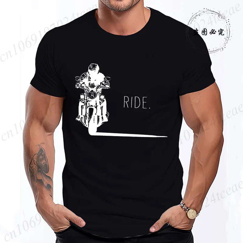 Men's Casual Motorcycle Graphic T-Shirts Man Street Summer Harajuku Tshirt Motorbike Racer Vintage Retro Bike T-Shirts Top Gift
