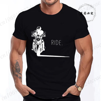 Men's Casual Motorcycle Graphic T-Shirts Man Street Summer Harajuku Tshirt Motorbike Racer Vintage Retro Bike T-Shirts Top Gift