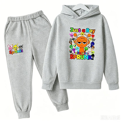 Sprunki Kids Clothes Hoodie+pants Age 2-12 Boy Girl Incredibox Anime Figures Sweatshirt Spring Autumn Pullover for Children Sets