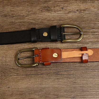 3.3CM Top Cow Genuine Leather Belts for Men Luxury Designer High Quality Copper Brass Buckle Vintage Cowboy Jeans Male Belt