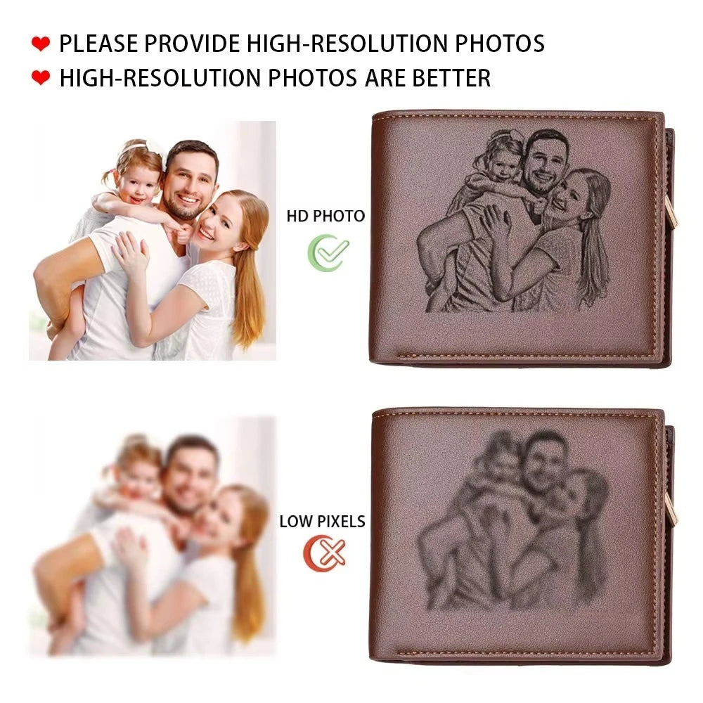Custom Photo Wallet for Dad - Personalized Father's Day Gift for Men with Zipper & Coin Pocket, Picture Card Holder Wallets