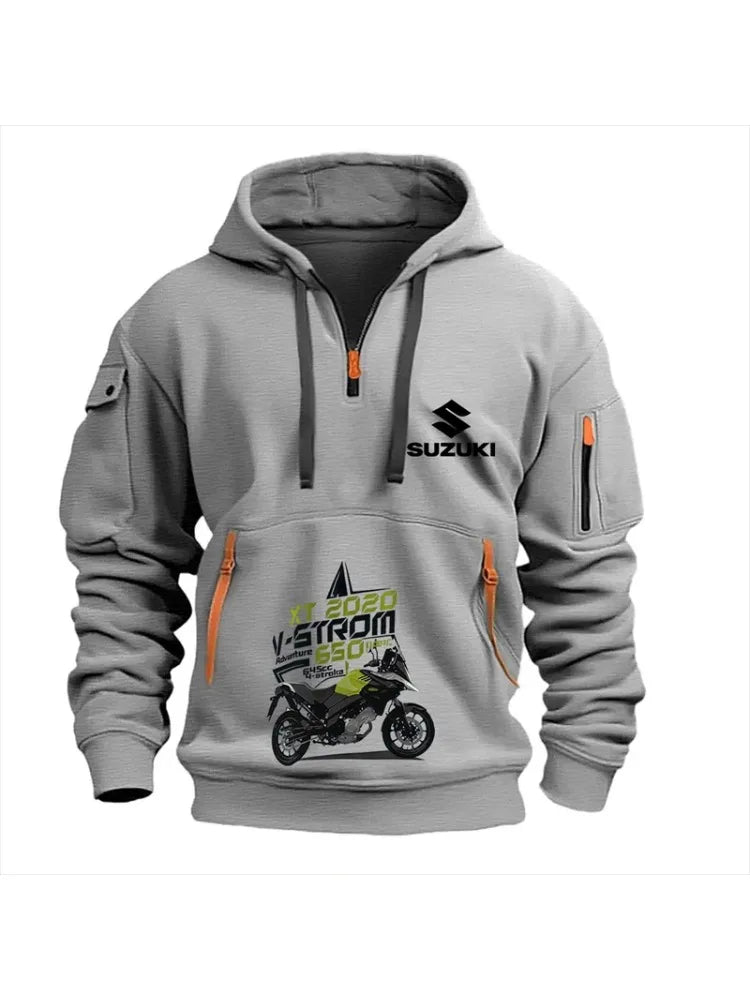 New Men's Hooded Sweatshirt, Outdoor Sports Sweatshirt, Autumn and Winter Casual Motorcycle Enthusiast Sweatshirt