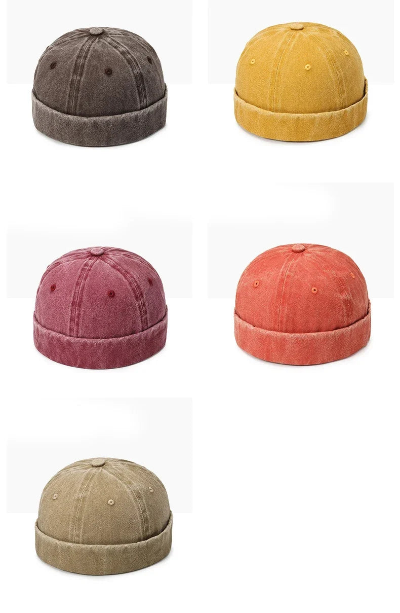 Hatsmen's Four Seasons Denim Cloth Gua Skin Hat, Street Bare Panel, Landlord Hat, Personality Fashion, Retro Outdoor Trend
