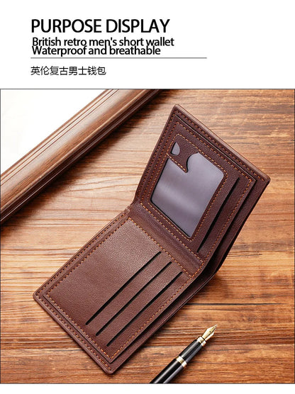 Homme court bifold en faux cuir masculina billetera porte-cartes d'identité porte-monnaie pochette couleur unie hombre business mince