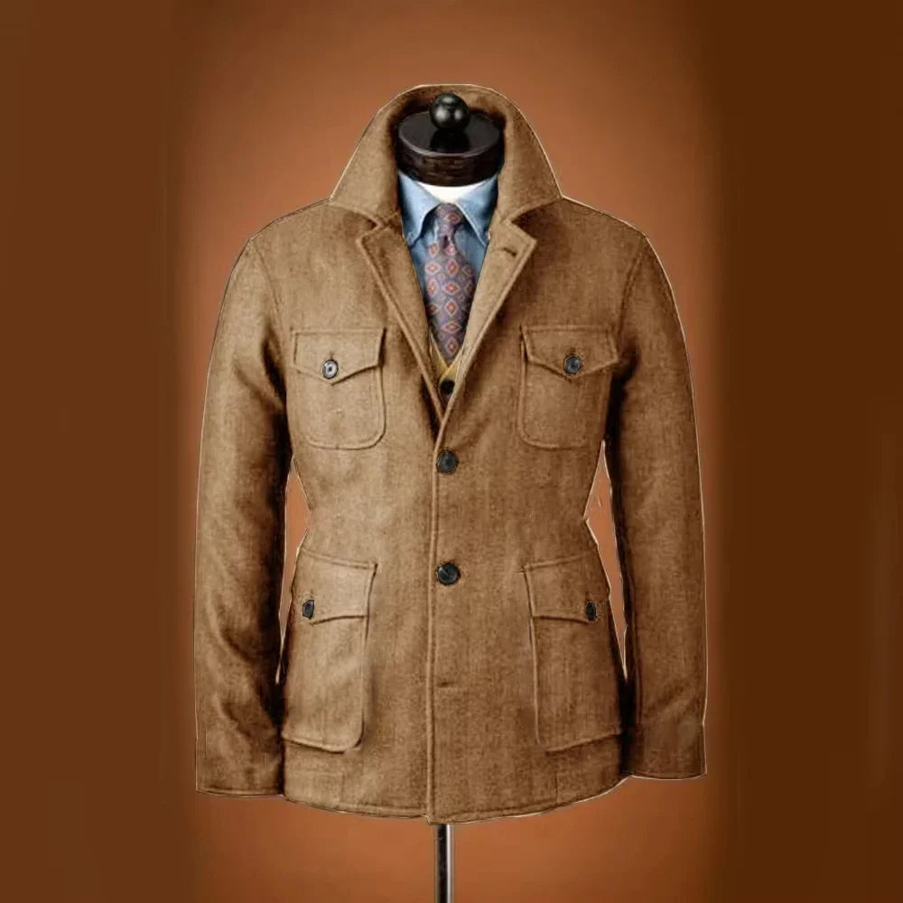 Men's Tweed Jacket Tuxedo Woolen Suit High Quality Costumes Wool Single Breasted Casual Slim Fit Male Blazers Autumn Winter