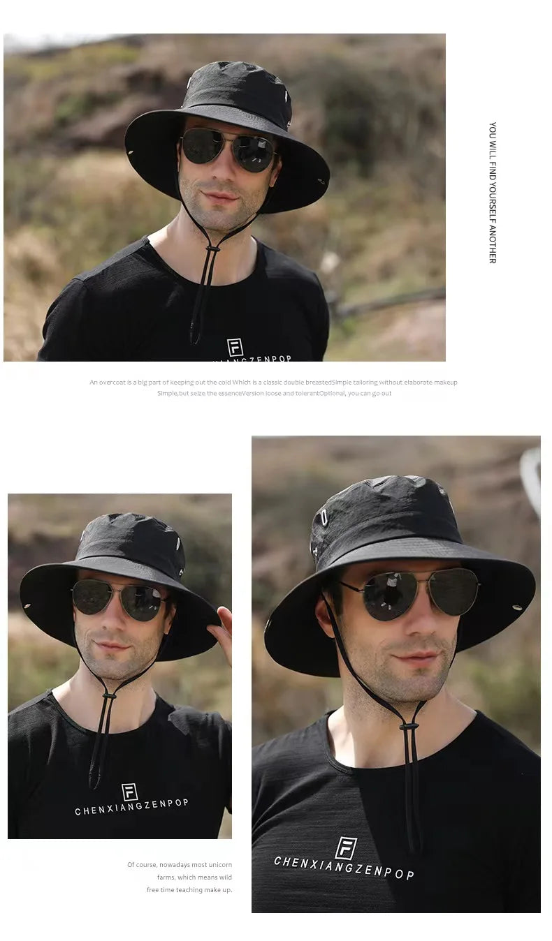Waterproof Fisherman Hat Outdoor Summer Sun Anti UV Protection Breathable Mesh Camping Hiking Mountaineering Caps Mens Women