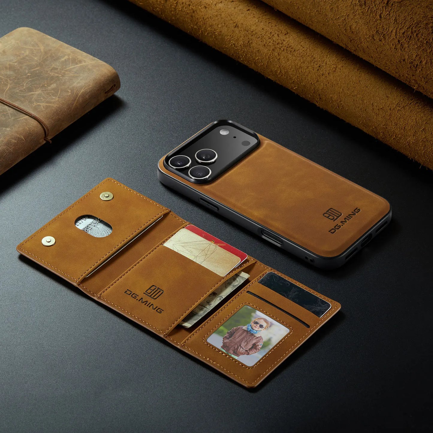 Luxury Leather Phone Case for IPhone 17 Pro Max Air16E 16 14 15 Plus 13 12 11 Pro Max Magnetic Detachable Card Stand Wallet
