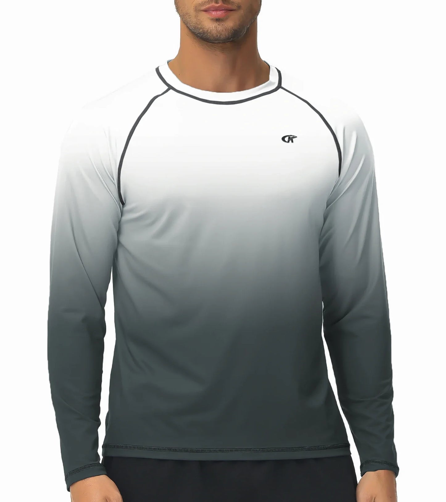 Summer Men's Long Sleeve T-Shirt UPF 50+ Rash Guard Gradient Shirt for Sport Fishing Hiking Workout Outdoor Pullover Shirt