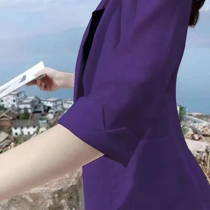 Linen Small Blazer For Women, Thin  Summer Suit, Korean Version, Sun Protection, Casual British Style, White And Black