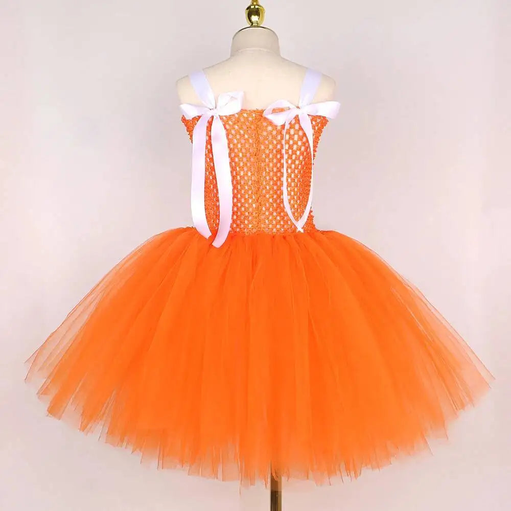 White Orange Fox Halloween Costumes for Girls Kids Animal Fancy Tutu Dress with Ears Children Birthday Carnival Party Outfits