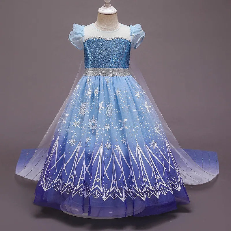 Kids Girl Cosplay Elsa Princess Costume Luxury Sequins Birthday Prom Gown Fancy Carnival Toddler Clothing Halloween Role Playing