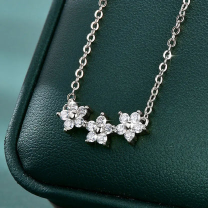 GRA Certified D VVS1 Moissanite Diamond Sweet Mini Flower Pendant Necklace for Women Chain Neck Jewelry Gifts Collares