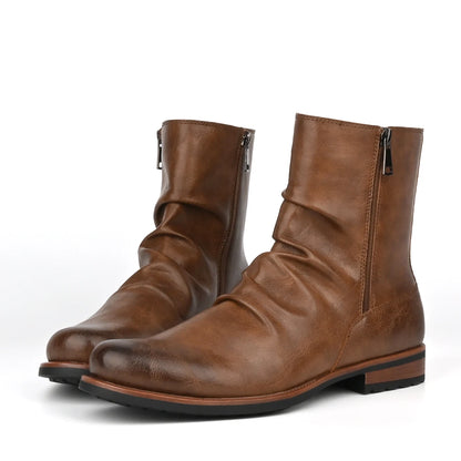 Men's British Style Low-Heeled Retro Boots for Everyday Casual Wear