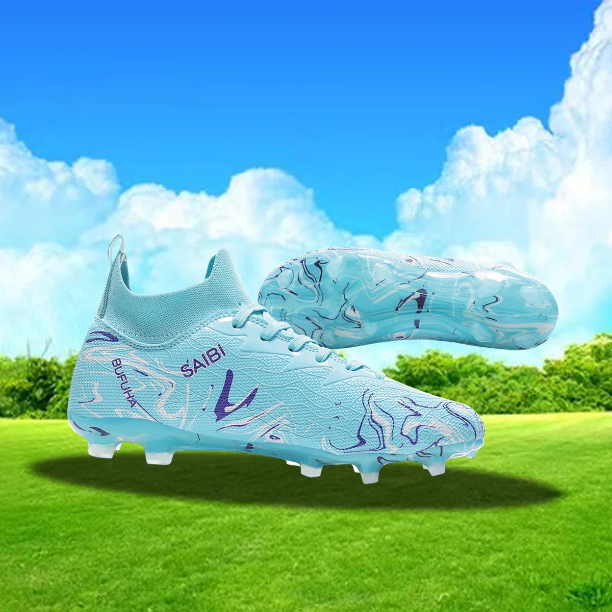 football boots sneakers chuteira society soccer shoes Above the ankle but not to the knee Anti-slip column Sole spikes