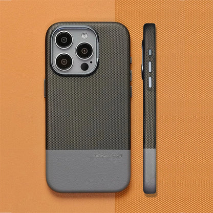Luxury Business Hit Color Relief Leather Magnetic Case For iPhone 17 Air 16 15 14 13 Pro Max MagSafe Shockproof Alloy Lens Cover
