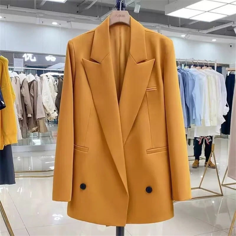 New Women Elegant Straight Suit Jacket Casual Office Lady Blazer High-end Clothes Spring Autumn Cardigan Jacket Female Outerwear