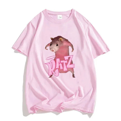 New Pattern Ratz Mouse Cartoon Printed Women Cool And Comfortable Loose Short Sleeved Harajuku Cartoon Printed T-shirt