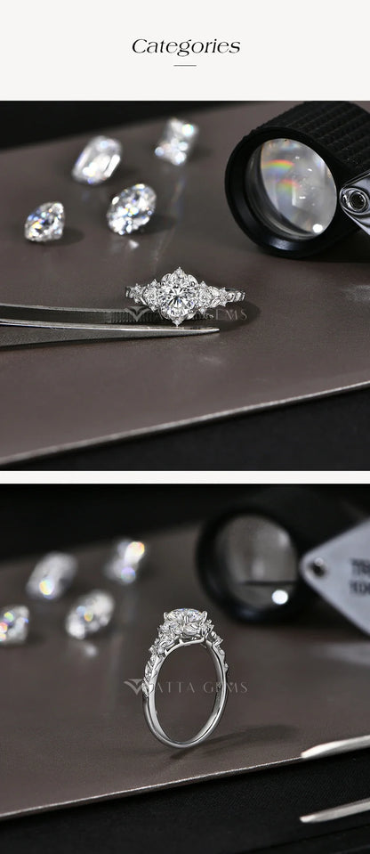 ATTAGEMS 2025 Bague de luxe en moissanite 1 carat D VVS1 diamant taille ronde en argent sterling 925 Bijoux de mariage de fiançailles pour femme Cadeau