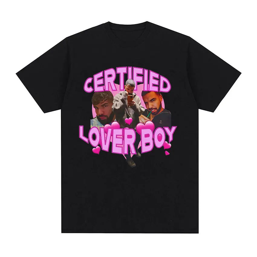 Rapper Drake Certified Lover Boy Album Print Graphic T Shirt Unisex Hip Hop Fashion T-shirt Men's 100% Cotton Oversized T-shirts