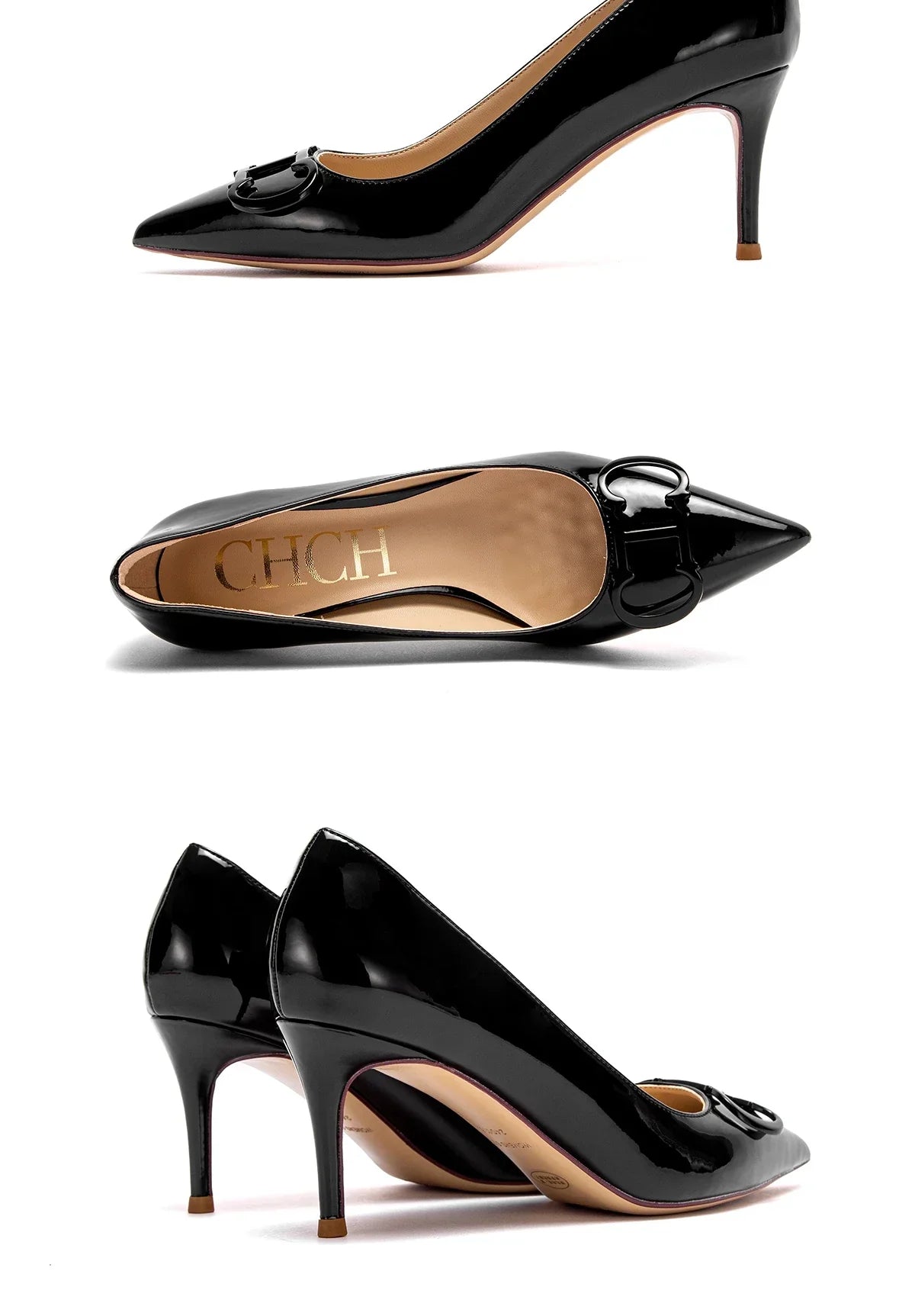Solid Colour Classic Style New Women's Single Shoes Retro Simple Exquisite Workmanship Versatile Women's High-heeled Shoes