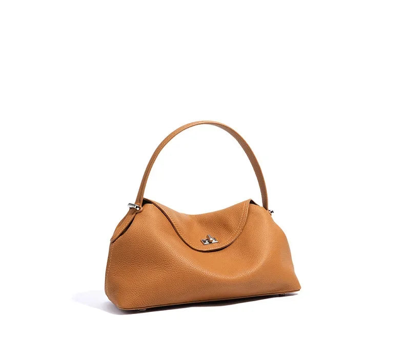 Genuine Grade Cow Leather Fashion Women's Black Handbag Luxury Deisgner Cowhide Shoulder Crossbody Female Bag Beige Coffe Brown
