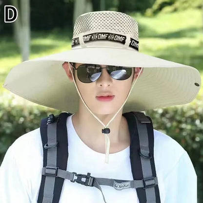 Large Brim Polyester Sun Hat UV Protection Breathable Mesh Cap Foldable Men and Women Outdoor Fishing Hiking Beach Caps