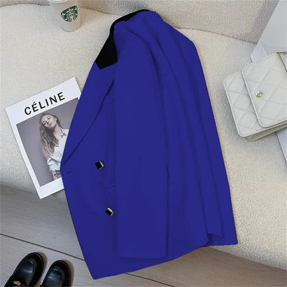 Spring Women's Suit Jacket Fashionable Korean Design Commute Style Long Sleeve Polyester Blend Urban Windbreaker