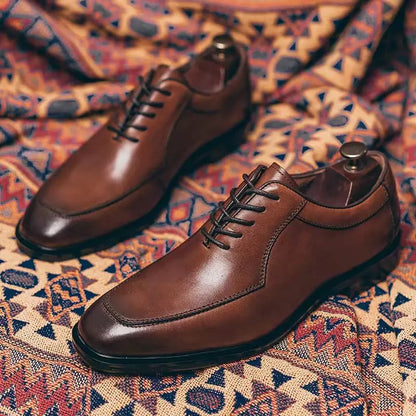 Spring Autumn Soft Square Toe Lace Up Dress Shoes Man High Quality Fashion Cowhide Elegant and Classic 39 Social Shoe for Men